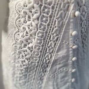 NWT $395 The Kooples White Eyelet Embroidery Button Front Dress US 8 - 10,  3 EU